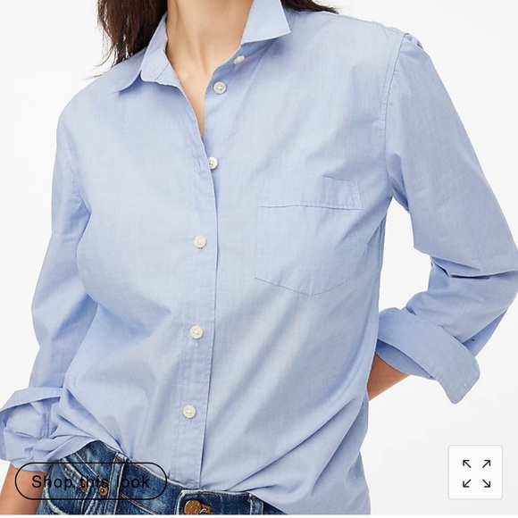 J. Crew Factory Blue Signature Fit Button Up Shirt Blouse - Picture 1 of 7